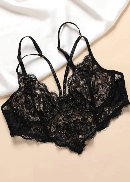 Жіночий мереживний бралет Black Touch No Brand 1267-44 Чорний M (80В) - зображення 5