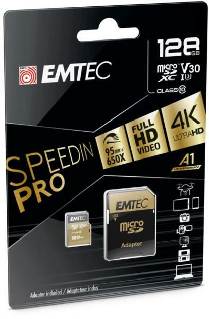Karta pamięci Emtec microSD UHS-I U3 SpeedIN Pro 128GB + adapter SD (ECMSDM128GXC10SP) - obraz 2