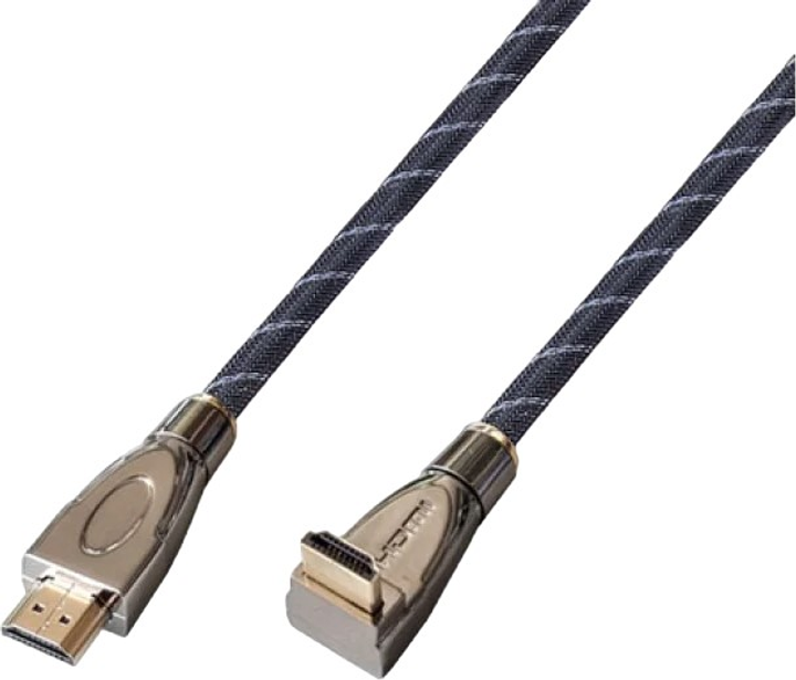 Kabel Reekin HDMI - HDMI Full HD Metal Plug 90B° 1 m Black (HDMI-008-1M) - obraz 1