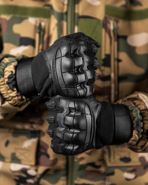 Тактичні рукавички ultra protect армійські black L - зображення 2