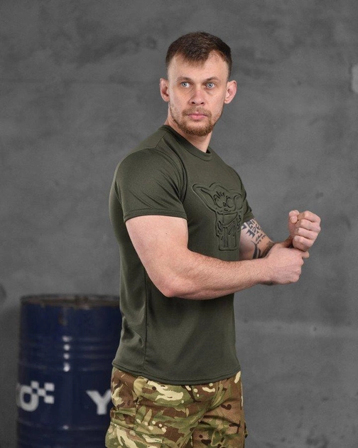 Армійська чоловіча потовідвідна футболка Йода (Yoda) 3XL олива (86478) - зображення 2