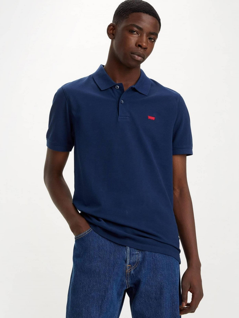 Koszulka polo męska długa Levi's Slim Housemark Polo A4842-0003 M Granatowa (5401105390778) - obraz 1