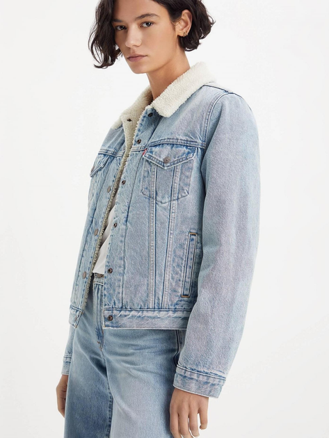 Куртка джинсова жіноча Levi's Original Sherpa Trucker 36136-0069 S Блакитна (5401128131396) - зображення 3
