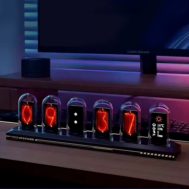Цифровые часы Nixie RGB Tube Clock с IPS-дисплеем и Wi-Fi Черный