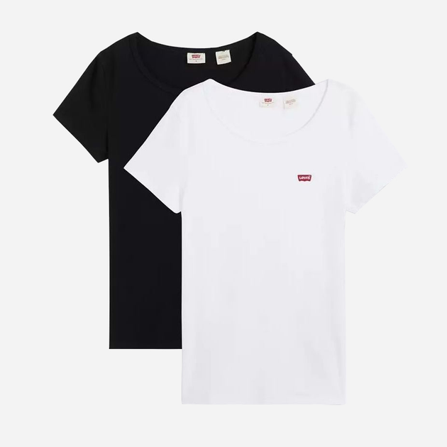 Zestaw koszulek damskich bawełnianych Levi's 2 Pack Crewneck Tee 74856-0000 XS (2 szt) Biały/Czarny (5400816191063) - obraz 1