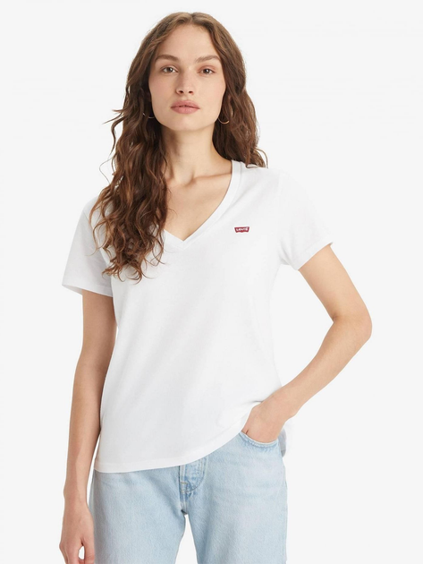 Koszulka damska bawełniana Levi's Perfect Vneck 85341-0002 XL Biała (5400970975370) - obraz 1