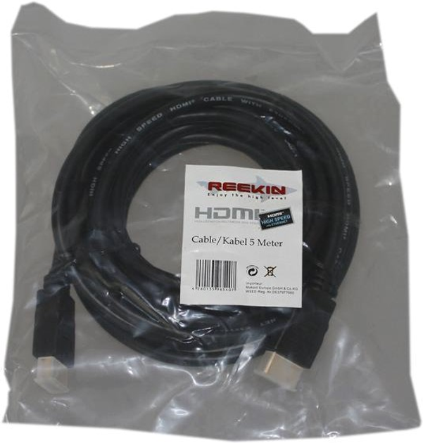 Кабель Reekin HDMI - HDMI Full HD 5 м Black (HDMI-026-5M) - зображення 3