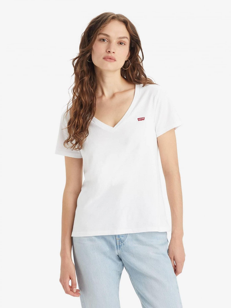 Футболка бавовняна жіноча Levi's Perfect Vneck 85341-0002 XS Біла (5400816656500) - зображення 3