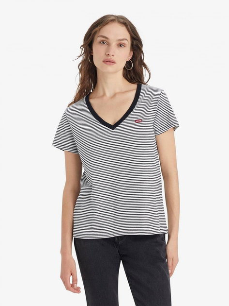 Koszulka damska bawełniana Levi's Perfect Vneck 85341-0004 M Biały/Czarny (5400816655039) - obraz 3