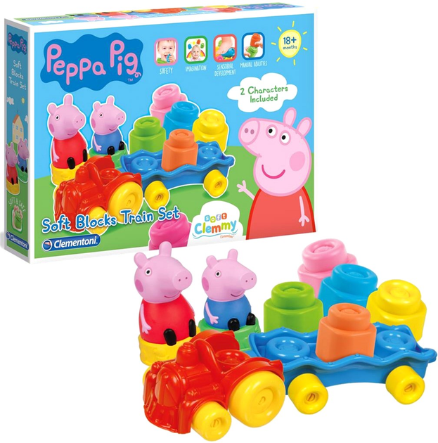 Klocki konstrukcyjne Clementoni Peppa Pig Soft Clemmy Train 14 elementów (8005125172498) - obraz 1