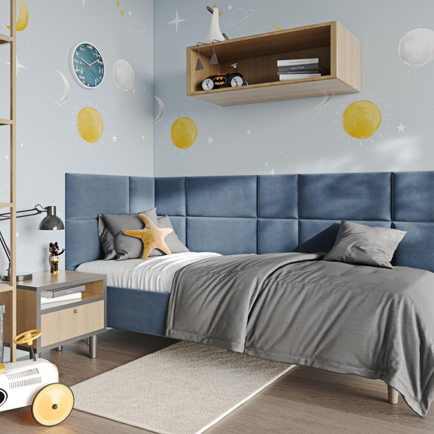 Самоклеящиеся мягкая стеновая панель Soft Pan 15х60x3,7 см велюр матовый джинс (156003) - изображение 6