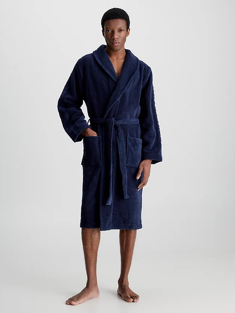 Szlafrok męski bawełniany Calvin Klein Underwear 000EM1159E-8SB S-M Granatowy (8719113813613) - obraz 1