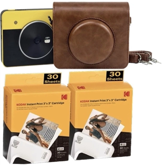 Набір із фотокамерою миттєвого друку Kodak Mini Shot 3 Retro Yellow / картриджі (68 фото) / чохол коричневий - зображення 9