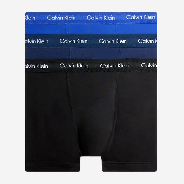 Набір трусів шорт чоловічих бавовняних Calvin Klein Underwear 0000U2662G-4KU L 3 шт Чорний/Синій/Блакитний (8719113950776) - зображення 1