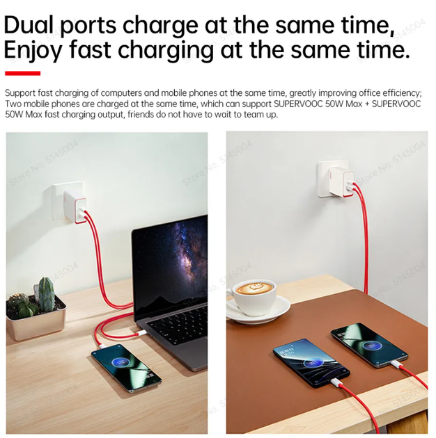 Комплект OnePlus SuperVOOC на два порти 100W з кабелем - зображення 7