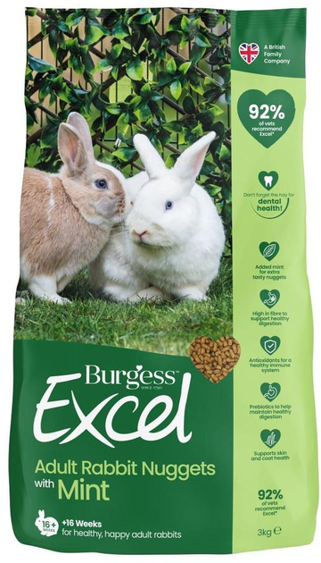 Karma dla królików Burgess Adult Rabbit Nuggets with Mint 3 kg (5023861001592) - obraz 1