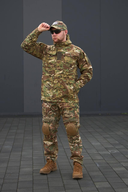 Тактический костюм Куртка парка и брюки с наколенниками цвет мультикам размер 3XL - изображение 1