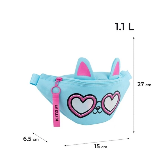 Сумка на пояс бананка дитяча Kite Sunny Cat, для дівчаток, блакитний (K24-2577-1) - зображення 2