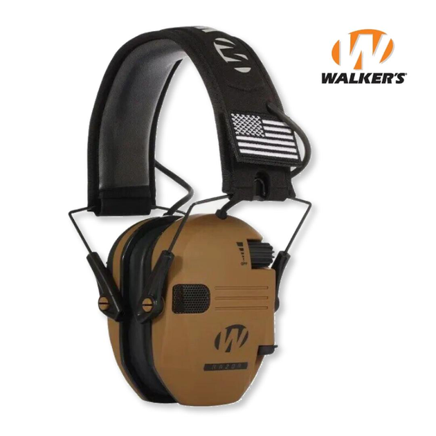 Активні навушники Walker's Razor Slim Patriot з патчами (Коричневий) - зображення 1