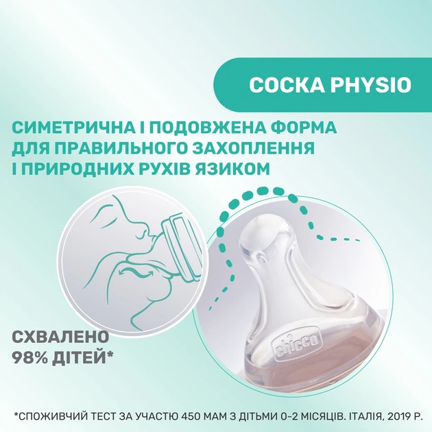 Бутылочка для кормления пластиковая Chicco Perfect 5 Love с силиконовой соской 0м+ 150 мл Голубая (20211.21.40) - изображение 7
