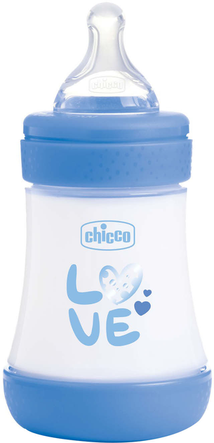 Пляшка для годування пластикова Chicco Perfect 5 Love із силіконовою соскою 0+ міс. 150 мл Блакитна (20211.21.40) - зображення 1