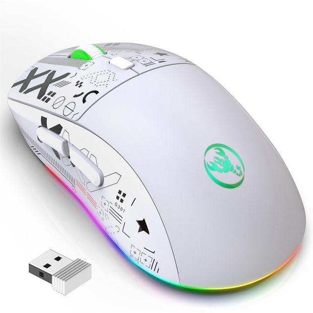 Мышь HYSJ Т90 бесшумная с аккумулятором 2,4G+Bluetooth White - изображение 4
