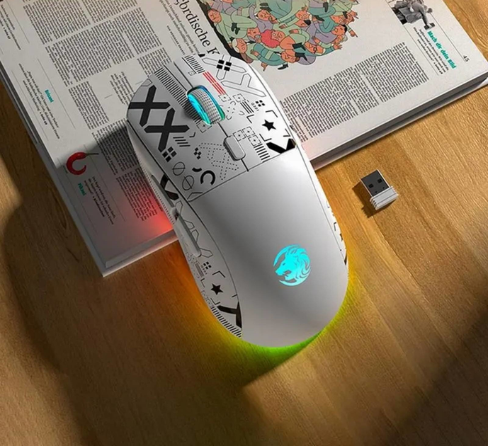 Мышь HYSJ Т90 бесшумная с аккумулятором 2,4G+Bluetooth White - изображение 11