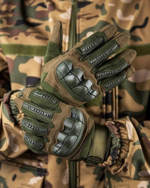 Тактические штурмовые полнопалые перчатки M олива (20087) - изображение 1