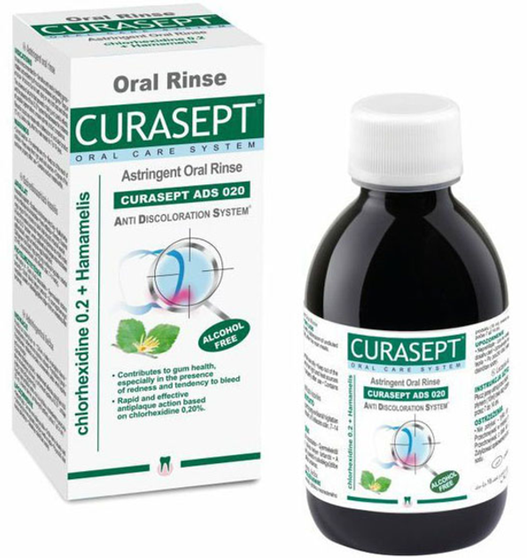 Ополіскувач для порожнини рота CURASEPT ADS Astringent 2% CHX With Hamamelis 200 мл (8056746070342) - зображення 1