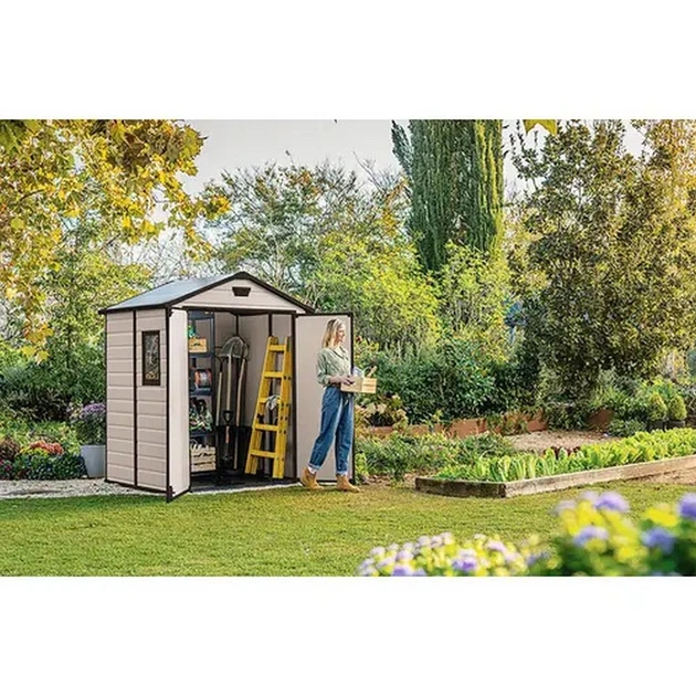Садовый домик Keter Manor 6x5 DD 185х152 см бежевый 255139 - Фото 3 Садовый домик Keter Manor 6x5 DD 185х152 см бежевый 255139 - изображение 3