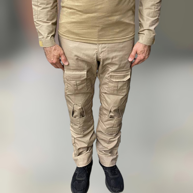 Штани тактичні Combat з пазами під наколінники, полікоттон, Койот, розмір XL, тактичні штани для військових - зображення 1