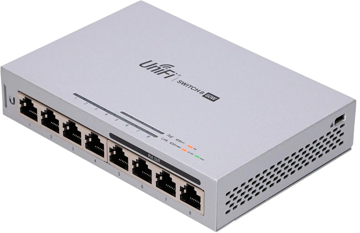 Комутатор Ubiquiti UniFi Switch 8 Managed Gigabit Ethernet 10/100/1000 (US-8-60W-5) - зображення 4