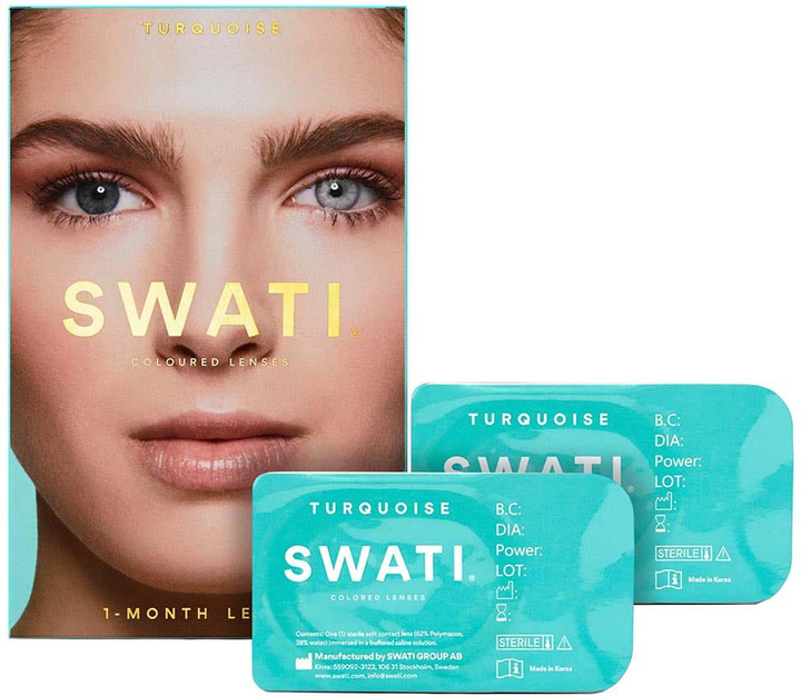 Кольорові контактні лінзи Swati Coloured Lenses Turquoise 1 Month 2 шт (7350100162898) - зображення 1