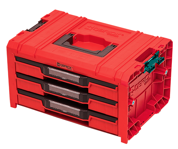 Ящик для інструментів Qbrick System PRO Drawer 3 Toolbox 2.0 Expert RED 450 x 310 x 244 мм, модульний, з висувними полицями - зображення 2