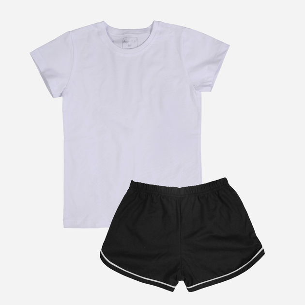 Дитячий комплект (футболка + шорти) для дівчинки Tup Tup SP100DZ-1010 134 см Білий/Чорний (5907744051754) - зображення 1