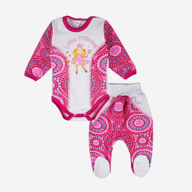 Дитячий комплект (боді + повзунки) для новонароджених для дівчинки Tup Tup T22B106-2200 62 см Білий/Рожевий (5901845294010) - зображення 1