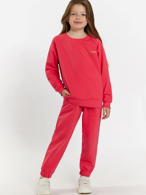 Дитячий спортивний костюм (світшот + штани) для дівчинки Tup Tup 101403-2010 104 см Кораловий (5907744490836) - зображення 1