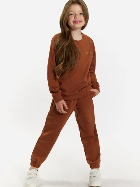 Komplet młodzieżowy sportowy (bluza + spodnie) dla dziewczynki Tup Tup 101406-4620 140 cm Brązowy (5907744491192) - obraz 1
