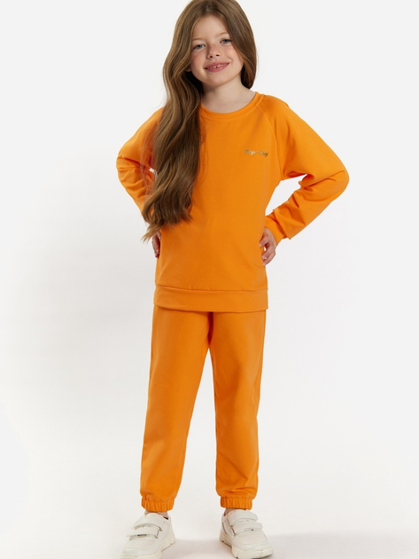 Дитячий спортивний костюм (світшот + штани) для дівчинки Tup Tup 101408-4610 128 см Оранжевий (5907744491376) - зображення 1