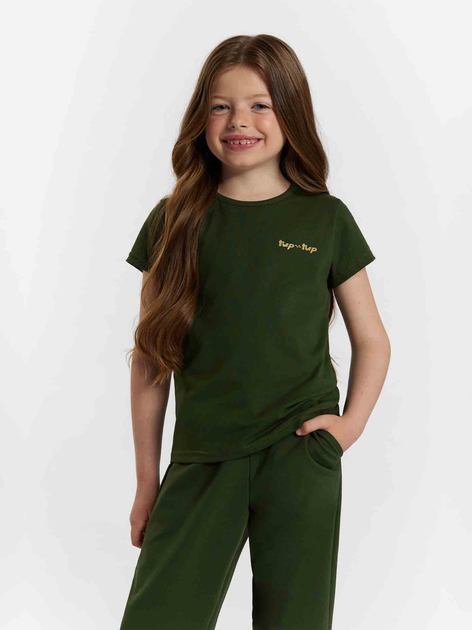 Koszulka dziecięca dla dziewczynki Tup Tup 101500-5010 128 cm Khaki (5907744499709) - obraz 1