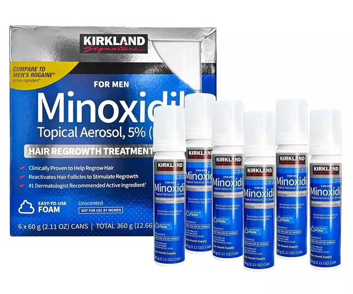 Піна minoxidil 5% Kirkland для росту волосся та бороди (6 флаконов) - Фото 1 Піна minoxidil 5% Kirkland для росту волосся та бороди (6 флаконов) - зображення 1