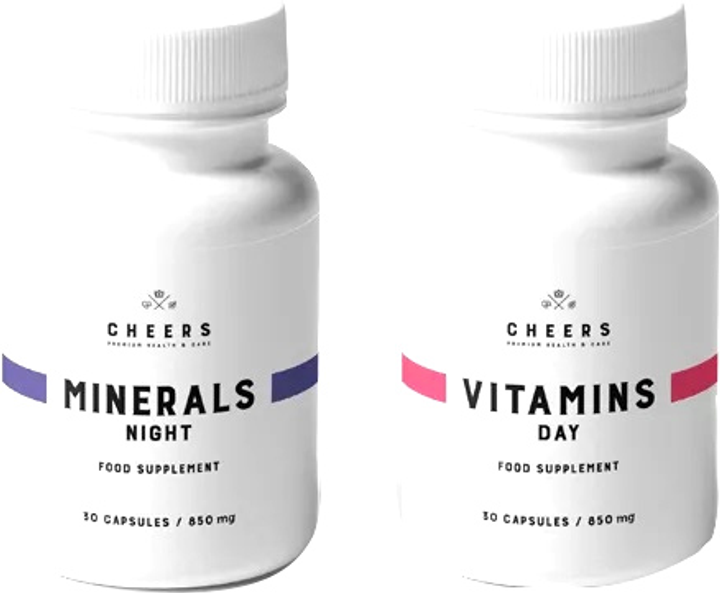 Zestaw suplementów diety Cheers Minerals Night 30 kapsułek + Vitamins Day 30 kapsułek (5907222983096) - obraz 1