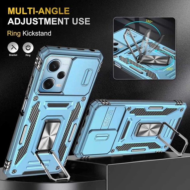 Чехол для Xiaomi Redmi 12 Epic Camshield Army Ring Голубой/Light Blue - Фото 3 Чехол для Xiaomi Redmi 12 Epic Camshield Army Ring Голубой/Light Blue - изображение 3