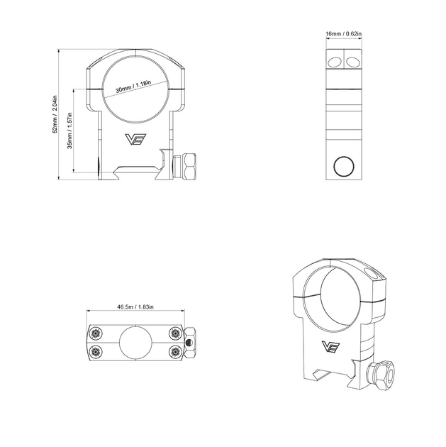 Кольца Vector Optics 30mm High Profile - изображение 3