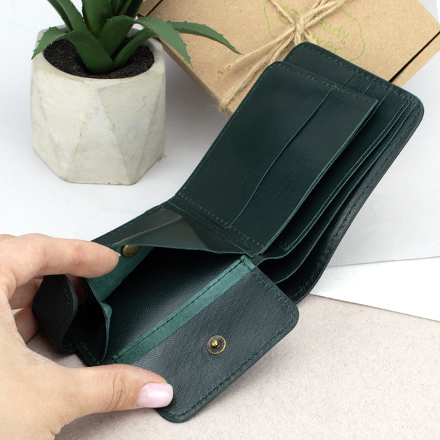 Портмоне чоловіче шкіряне Handycover HC0041 зелене з гербом України - Фото 7 Портмоне чоловіче шкіряне Handycover HC0041 зелене з гербом України - зображення 7