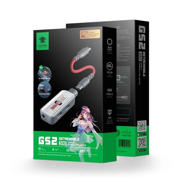 Мобильная игровая звуковая карта Plextone GS2 3 в 1 usb Typec-C Hi-Res разъем с адаптером зарядного устройства - изображение 10