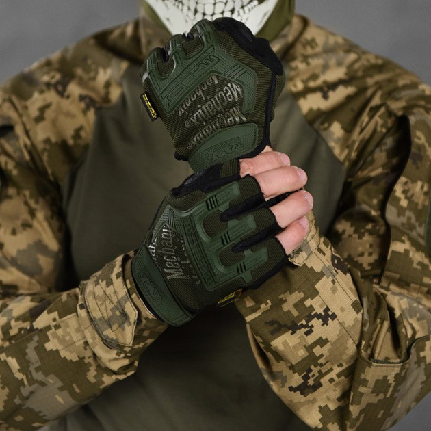 Щільні безпалі Рукавиці Mechanix Logo із захисними гумовими накладками та вставками TrekDry олива розмір XL - зображення 1