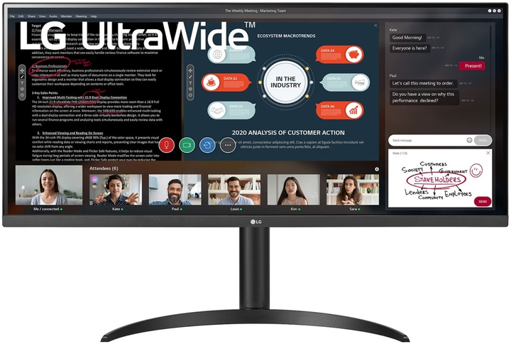 Монітор 34" LG UltraWide IPS 2560 x 1080 px Full HD чорний (34WP550-B) - зображення 1