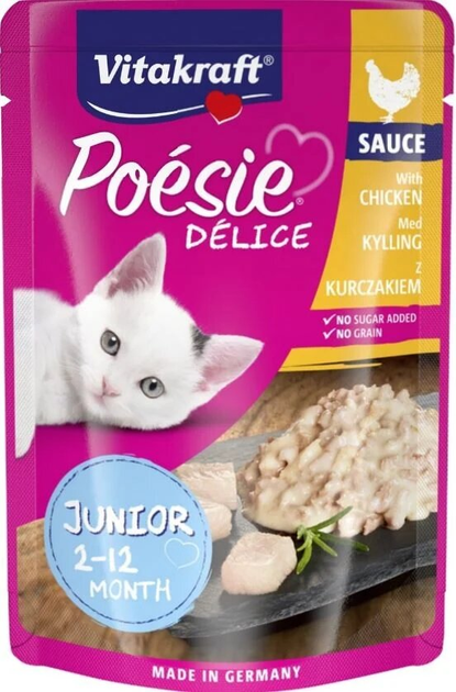 Karma mokra dla kotów Vitakraft Poesie Delice Junior chicken 85 g (4008239366689) - obraz 1