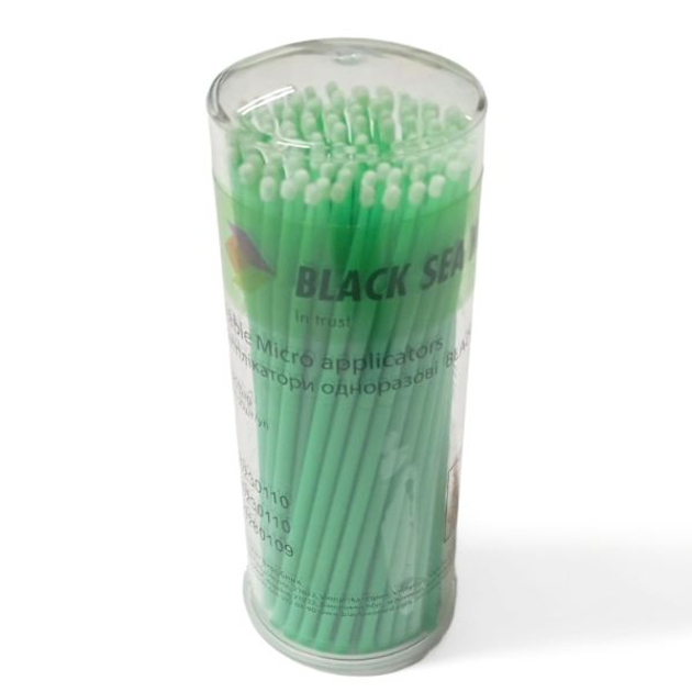 Мікроаплікатори стоматологічні одноразові №2 Black Sea Med Fine зелені 100 штук - зображення 1